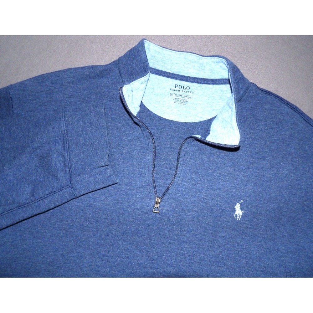 Polo‎ Ralph Lauren Dark Blue Jersey Cotton Collared 1/4 Zip Sweater Men's XL